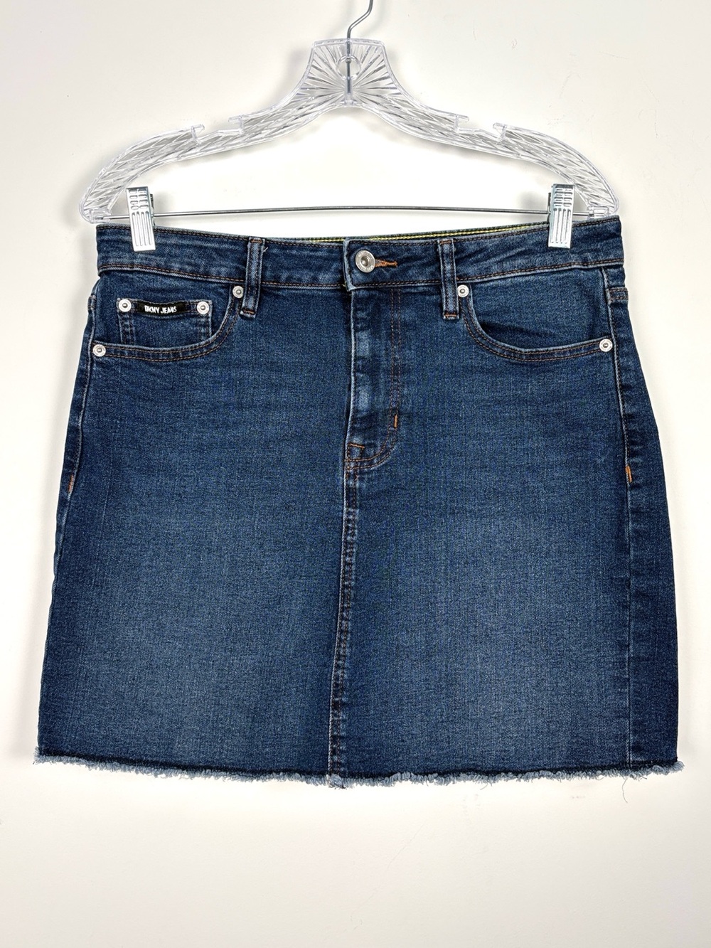DKNY Denim Jean Skirt Raw Hem Size 8